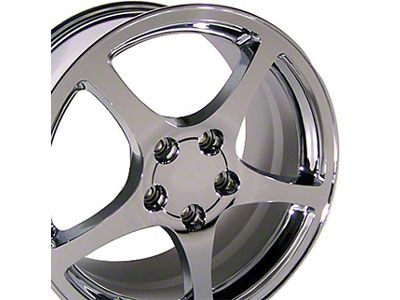 C5 Style Chrome Wheel; Front Only; 17x8.5; 58mm Offset (97-04 Corvette C5 Base)