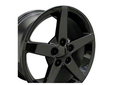 C6 Style Gloss Black Wheel; Front Only; 18x9.5; 58mm Offset (05-13 Corvette C6 Base)