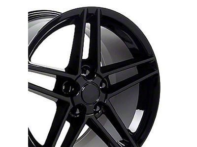 C6 Z06 Style Gloss Black Wheel; Front Only; 18x9.5; 56mm Offset (05-13 Corvette C6 Base)