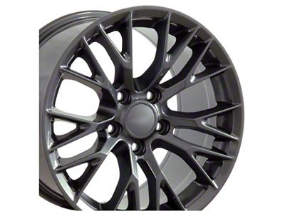 C7 Z06 Style Gunmetal Wheel; Front Only; 17x9.5; 54mm Offset (97-04 Corvette C5)
