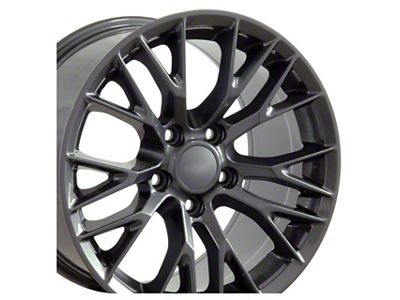 C7 Z06 Style Gunmetal Wheel; Rear Only; 18x10.5; 56mm Offset (97-04 Corvette C5)