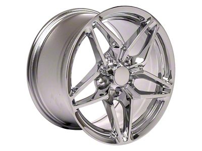 C7 ZR1 Style Chrome Wheel; Front Only; 17x9.5; 56mm Offset (97-04 Corvette C5)