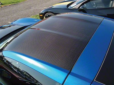 Carbon Fiber Targa Roof Panel with Painted Accent Sides and Inner Headliner; Elkhart Lake Blue (14-19 Corvette C7 Coupe)