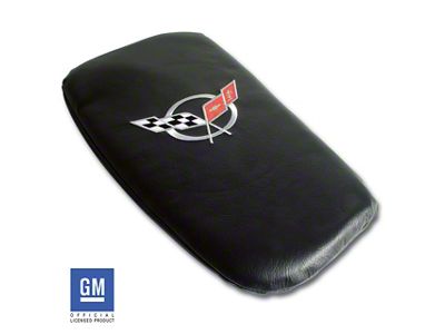 Console Armrest Cover; Black with Silver Logo (97-04 Corvette C5)