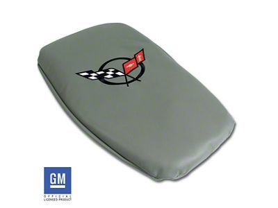 Console Armrest Cover; Gray with Black Logo (97-04 Corvette C5)