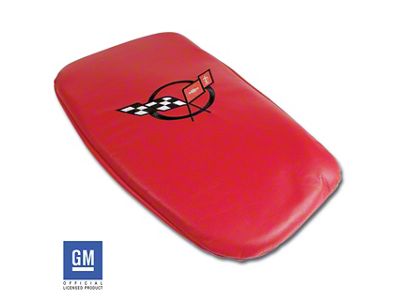 Console Armrest Cover; Torch Red with Black Logo (00-04 Corvette C5)