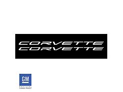 Corvette Script Side Skirt Vinyl Decals; Chrome Brushed Steel (20-26 Corvette C8)