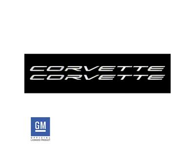 Corvette Script Side Skirt Vinyl Decals; Chrome Brushed Steel (20-25 Corvette C8)