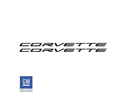Corvette Script Side Skirt Vinyl Decals; Gloss Black (20-25 Corvette C8)
