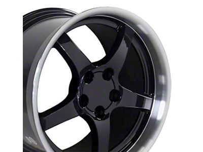 Deep Dish Gloss Black with Machined Lip Wheel; 18x10.5; 56mm Offset (97-04 Corvette C5)