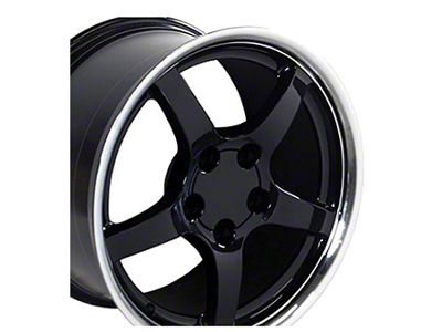 Deep Dish Gloss Black with Machined Lip Wheel; Front Only; 18x9.5; 54mm Offset (05-13 Corvette C6 Base)