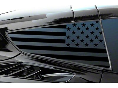 Distressed Texas Flag Quarter Window Decal; Gloss Black (14-19 Corvette C7 Coupe)