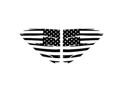 Distressed US Flag Window Decals; Gloss Black (20-25 Corvette C8)