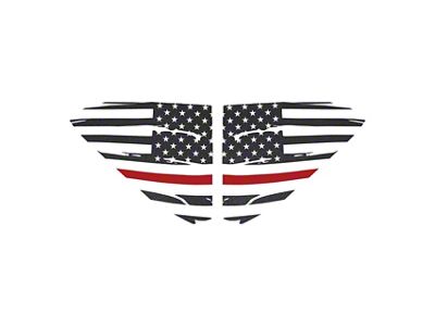 Distressed US Flag Window Decals; Gloss Carbon Flash with Red Stripe (20-25 Corvette C8)