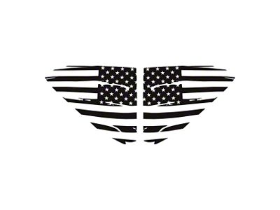 Distressed US Flag Window Decals; Matte Black (20-25 Corvette C8)