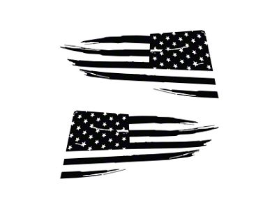 Distressed USA Flag Quarter Window Decal; Gloss Black (14-19 Corvette C7 Coupe)