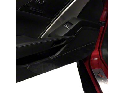 Door Kicker Protection Covers; Gloss Hydro Carbon Fiber (14-19 Corvette C7)