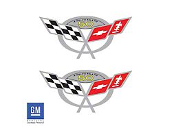 Door Sill Vinyl Logo Overlays; 50th Anniversary Edition (97-04 Corvette C5)