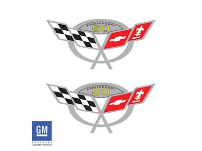 Door Sill Vinyl Logo Overlays; 50th Anniversary Edition (97-04 Corvette C5)