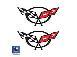 Door Sill Vinyl Logo Overlays; Gloss Black (97-04 Corvette C5)