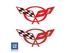 Door Sill Vinyl Logo Overlays; Gloss Red (97-04 Corvette C5)