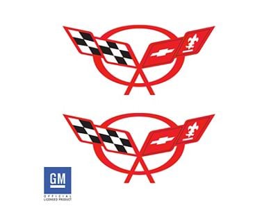 Door Sill Vinyl Logo Overlays; Gloss Red (97-04 Corvette C5)