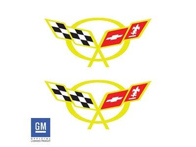 Door Sill Vinyl Logo Overlays; Gloss Yellow (97-04 Corvette C5)