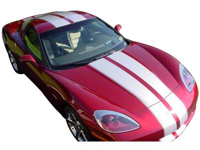 Dual Two Tone Stripes with Pin Stripes; Red/Red (97-19 Corvette C5, C6 & C7)