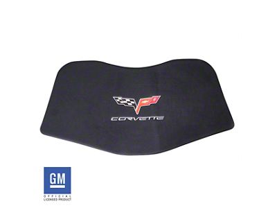 Embroidered Headliner with Crossed Flag Emblem; Black and Red Script (05-13 Corvette C6 Coupe)