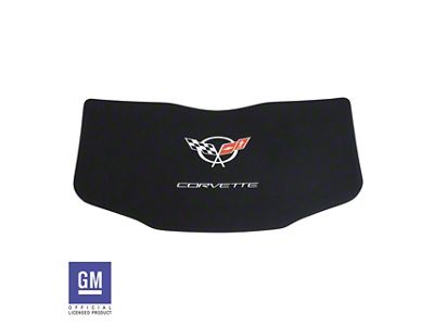 Embroidered Headliner with Crossed Flag Emblem; Black and Silver Script (97-04 Corvette C5 Coupe)