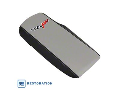 Embroidered Leather Console Lid with Cross Flag Logo (05-13 Corvette C6)