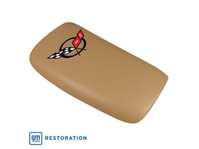 Embroidered Leather Console Lid; Oak with Black Logo (98-04 Corvette C5)