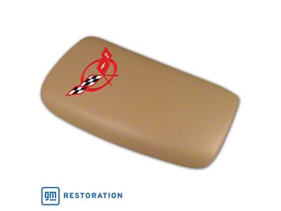 Embroidered Leather Console Lid; Oak with Red Logo (98-04 Corvette C5)