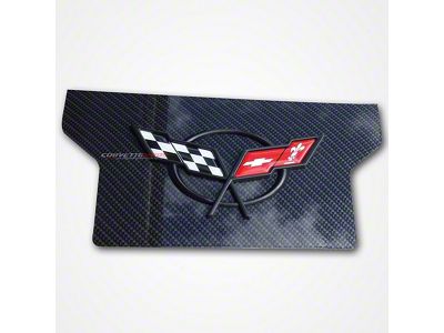 Exhaust Enhancement Plate with Emblem; Hydro Carbon Fiber (97-04 Corvette C5)