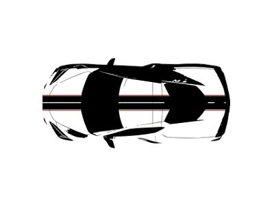 Front to Back Dual Stripes; Gloss Black with Gloss Red Pinstripes (20-25 Corvette C8)
