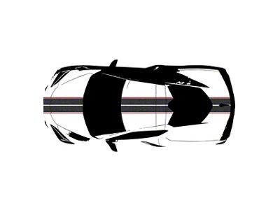 Front to Back Dual Stripes; Gloss Carbon Flash with Gloss Red Pinstripes (20-25 Corvette C8)