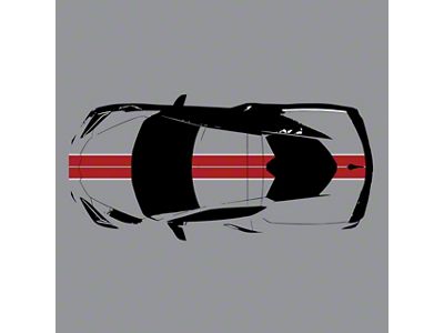 Front to Back Dual Stripes; Gloss Red with Gloss White Pinstripes (20-25 Corvette C8)