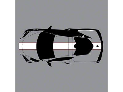 Front to Back Dual Stripes; Gloss White with Gloss Red Pinstripes (20-25 Corvette C8)