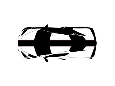 Front to Back Dual Stripes; Matte Black with Gloss Red Pinstripes (20-25 Corvette C8)