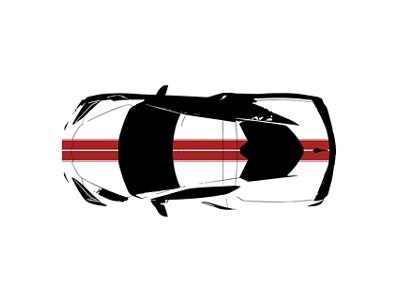 Front to Back Dual Stripes; Matte Red with Gloss Silver Pinstripes (20-25 Corvette C8)