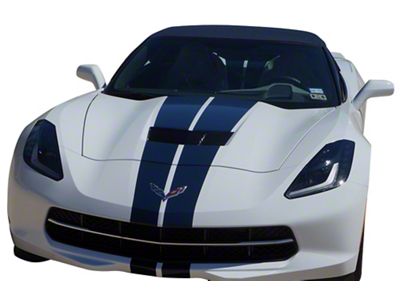 Front to Back Dual Stripes; White (97-19 Corvette C5, C6 & C7)