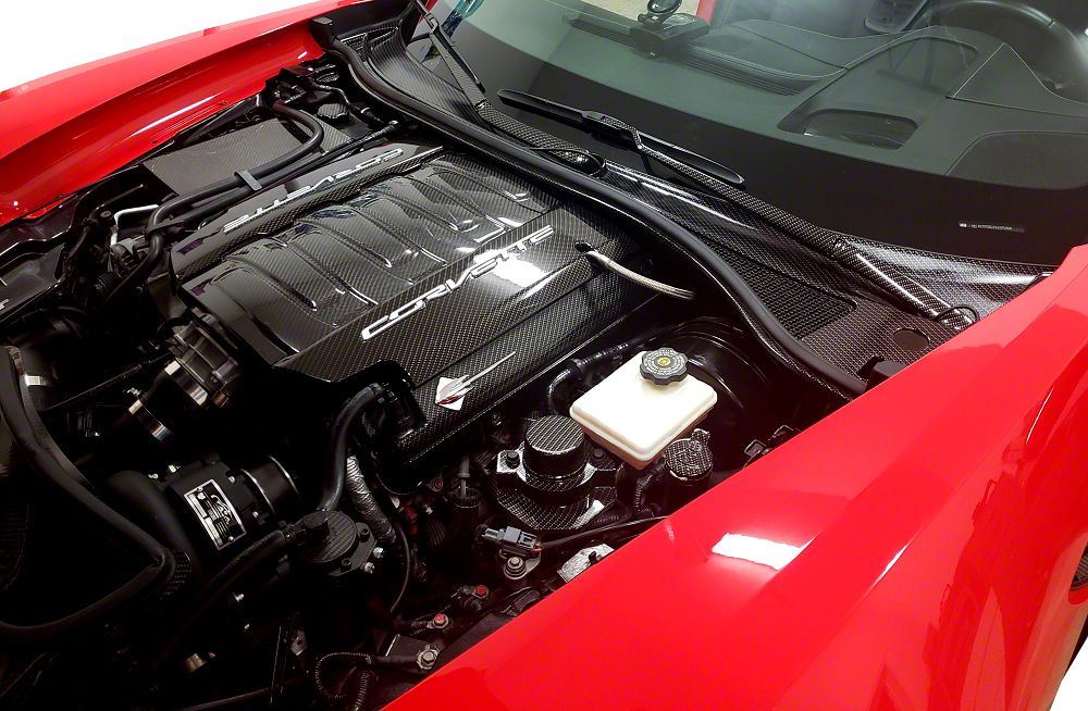 CA Corvette Hydro Carbon Fiber Fuel Rail Covers with Chrome Letters