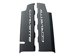 CA Hydro Carbon Fiber Fuel Rail Covers with Gloss Black Letters; OEM Textured Gloss Clear Finish (14-19 Corvette C7 Grand Sport, Stingray)