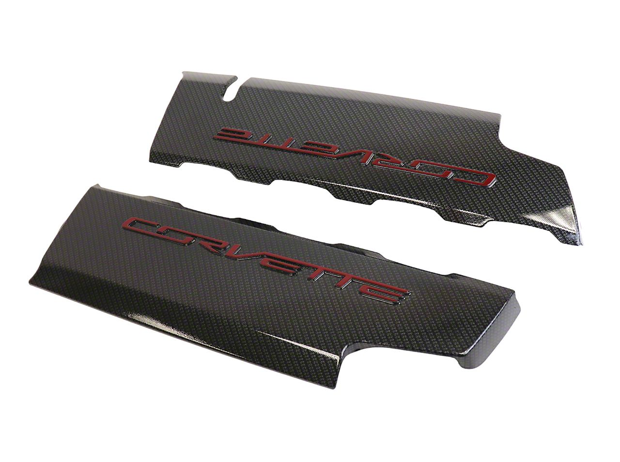 CA Corvette Hydro Carbon Fiber Fuel Rail Covers with Long Beach Red