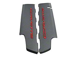 CA Hydro Carbon Fiber Fuel Rail Covers with Torch Red Letters; OEM Textured Matte Clear Finish (14-19 Corvette C7 Grand Sport, Stingray)