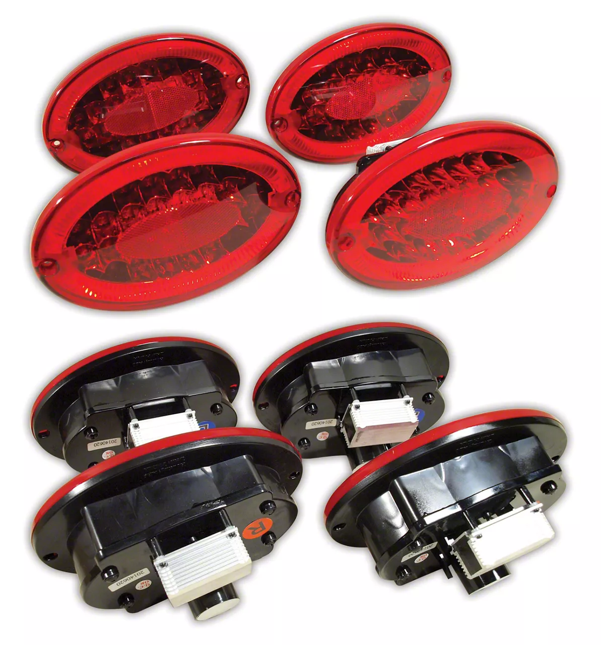 CA Corvette LED Tail Lights; Chrome Housing; Red Lens 41454 (9704