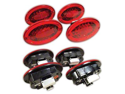 LED Tail Lights; Chrome Housing; Red Lens (97-04 Corvette C5)