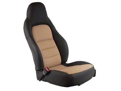 OE Spec 2-Tone Leather/Vinyl Sport Seat Upholstery; Ebony (05-11 Corvette C6)