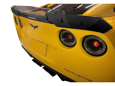 Rear Spoiler with Light Smoked Wicker Bill; Gloss Hydro Carbon Fiber (05-13 Corvette C6)