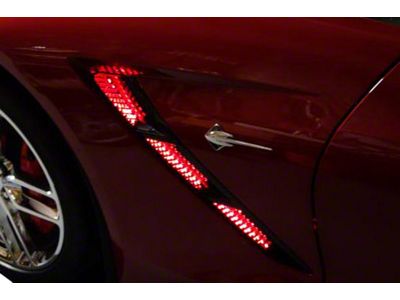 Side Fender Vent LED Strip Lighting with On/Off Switch; Red (14-19 Corvette C7)
